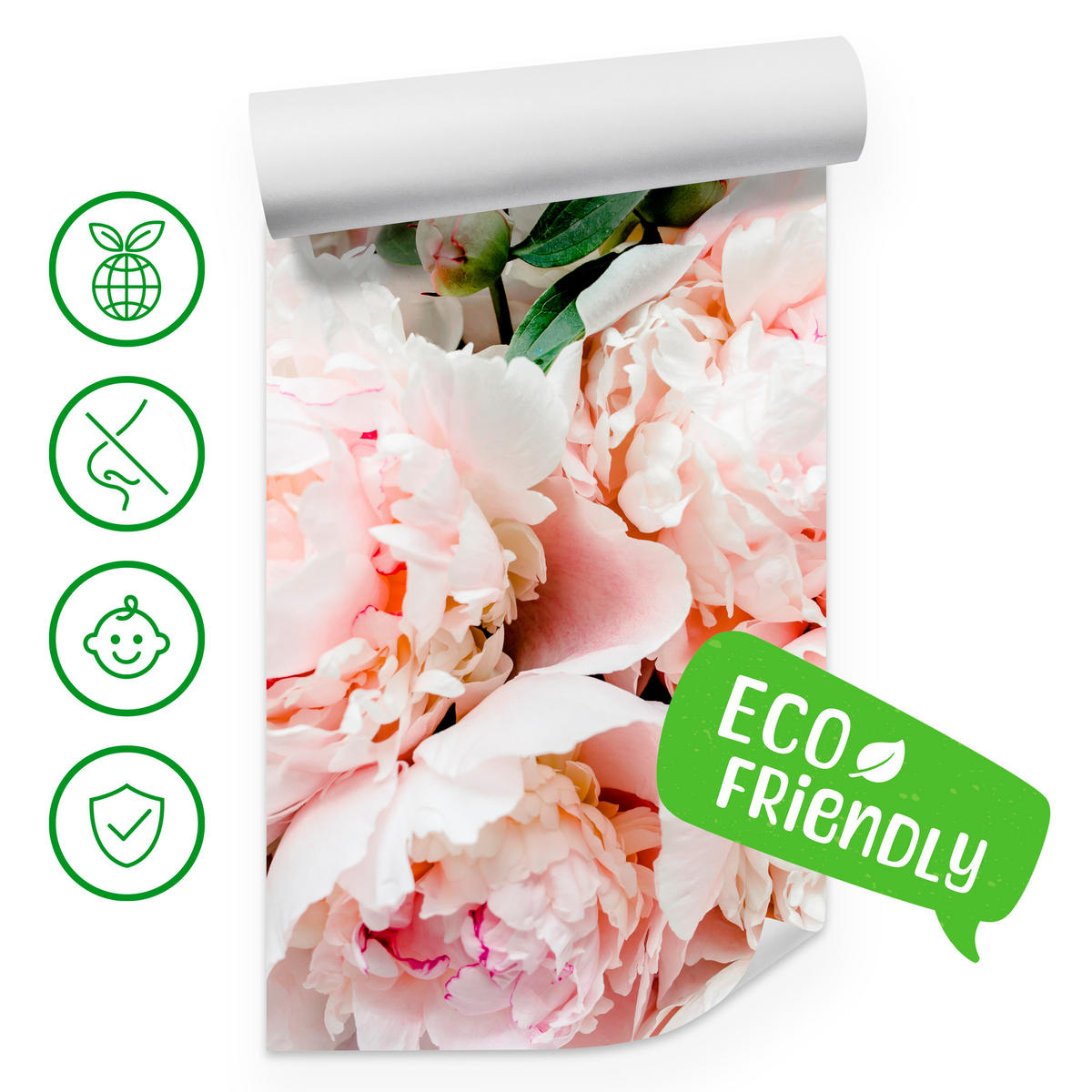 FOTOTAPETE für Schlafzimmer Rosa Zarte Pfingstrosen Natur 250x175 - Rosa/Weiß, Papier (250/175cm) - Muralo