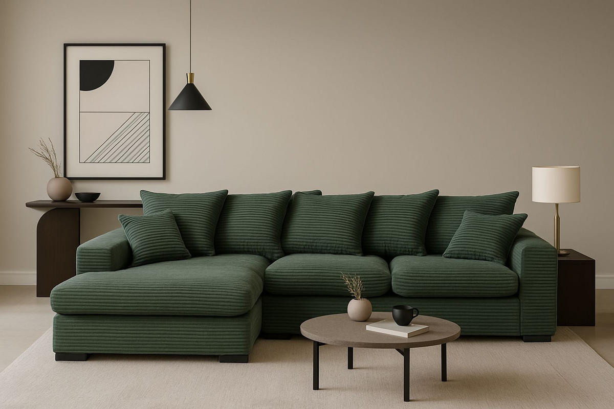 ECKSOFA Mit Schlaffunktion Und Bettkasten Couch L-form Gabon Stoff Zoom Grün Links - Grün, Holz (155/285cm) - Kaiser Möbel