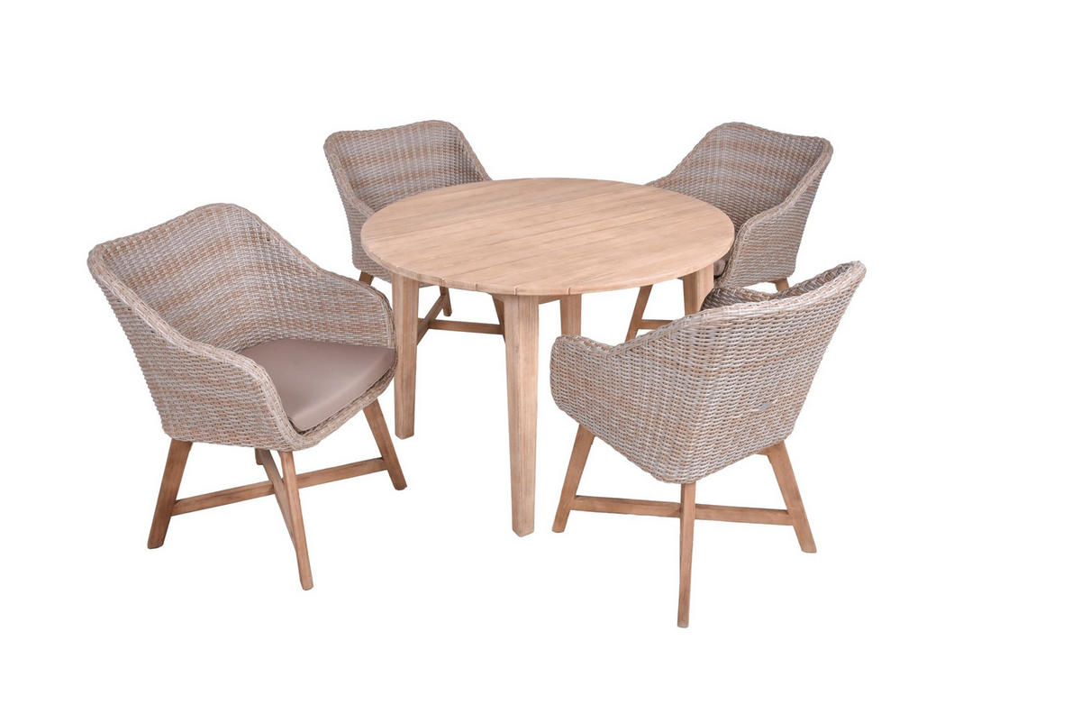 GARTEN-SITZGRUPPE Minsk 5-teilig Gartenmöbel-Set - Braun, Holz - DELUKE