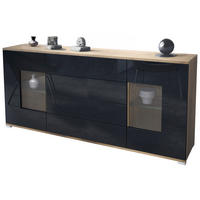 SIDEBOARD Grömitz Schwarz Hochglanz - Schwarz Hochglanz, Holzwerkstoff (166.5/75.5/35cm) - Vladon