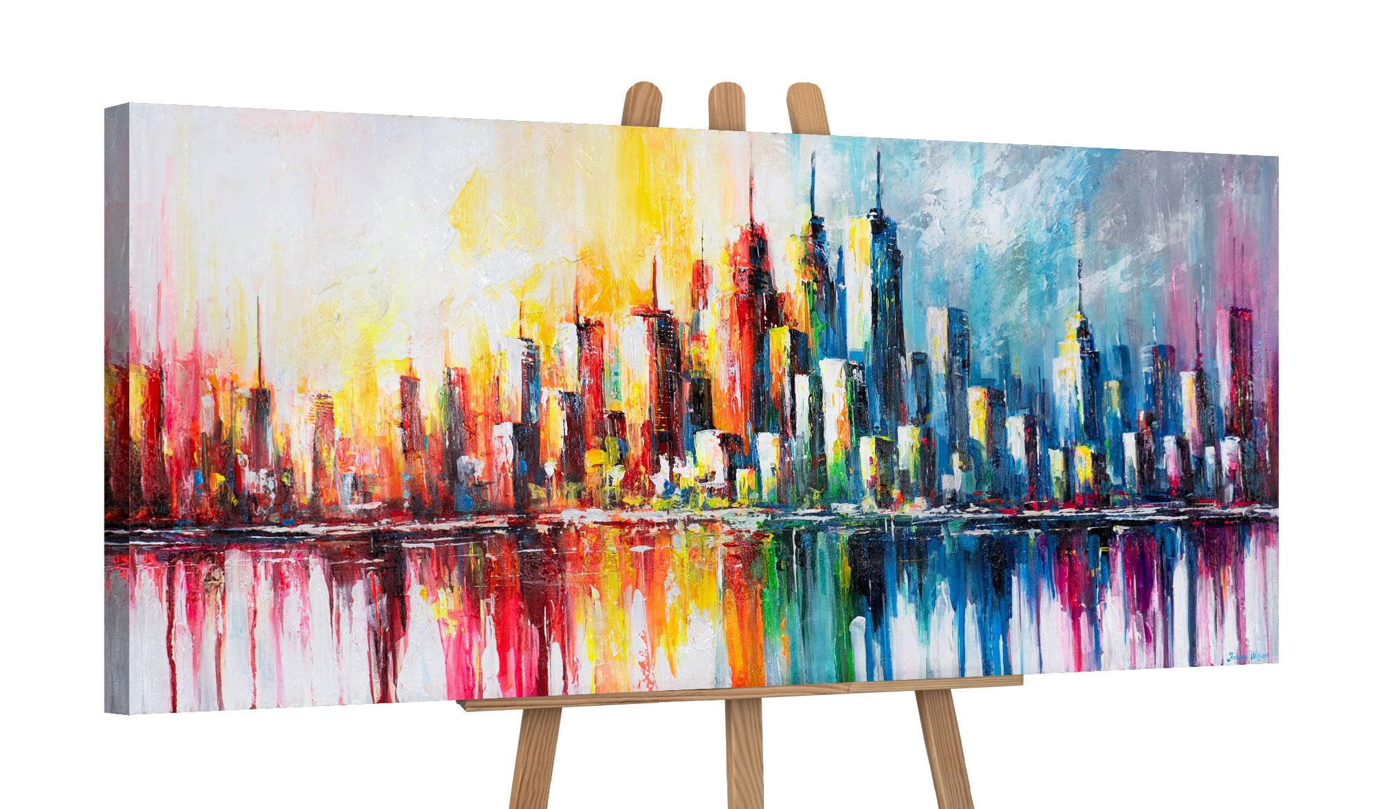 GEMÄLDE Rhythmus der Großstadt auf Keilrahmen 115x50 cm - Multicolor, Holz (115/50cm) - YS-art gallery