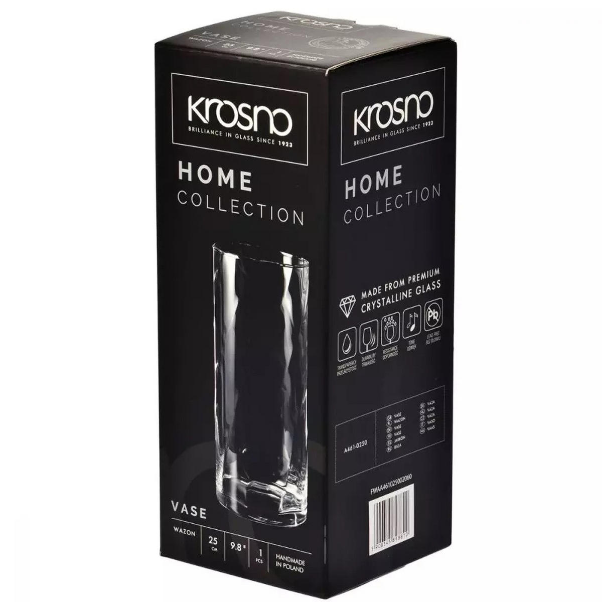 BLUMENVASE, 1 Stk., 25 cm, Handgemacht - Transparent, Glas (10.8/25cm) - Krosno Glass