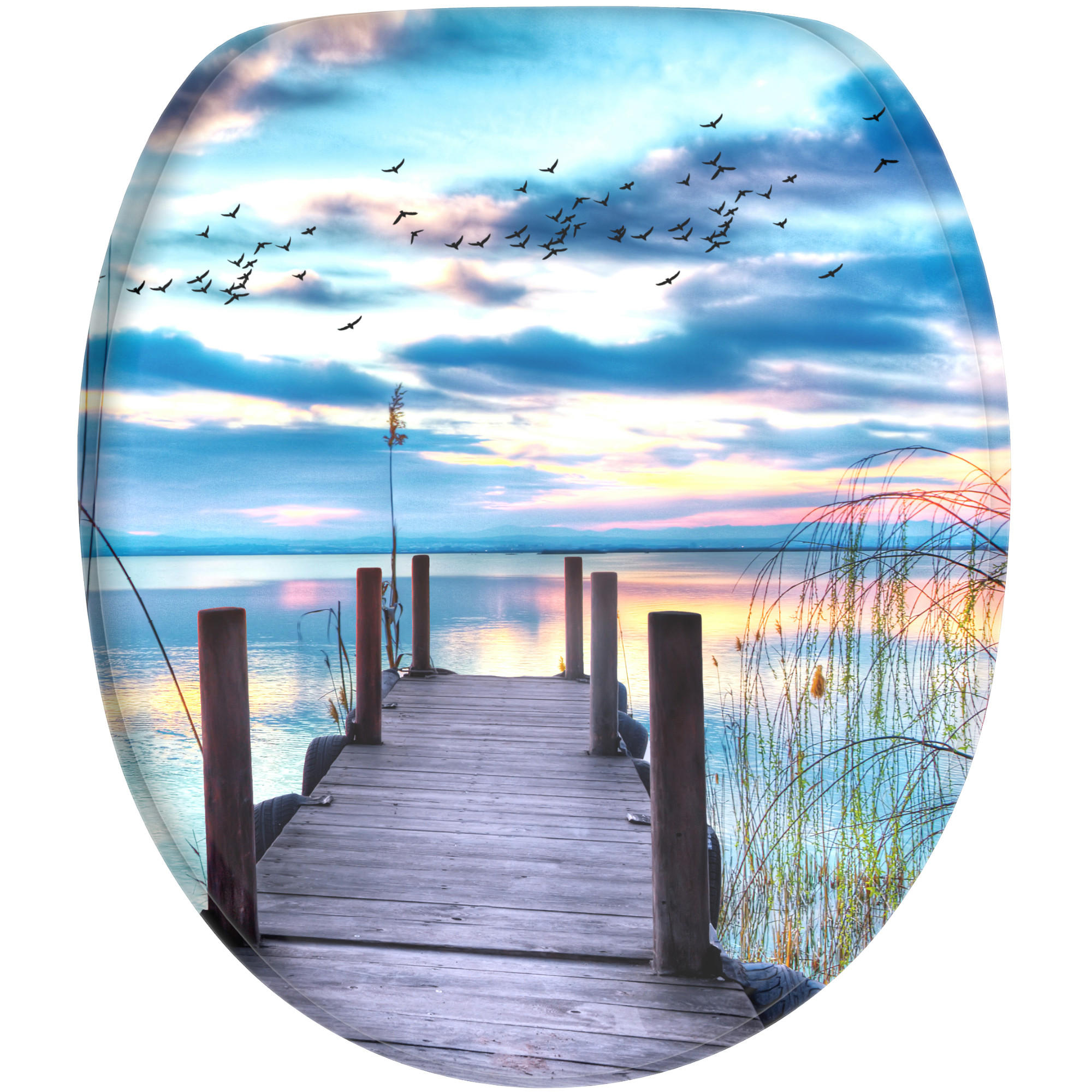 WC-SITZ mit Absenkautomatik Sunset - Blau, Holzwerkstoff (38/6/47cm) - Sanilo