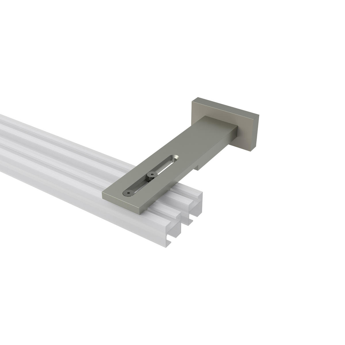 TRÄGER FÜR GARDINENSTANGEN INNENLAUF 20x20 mm, Quadline (Multi) Langloch 1 bis 3-läufig, Satin-Silber - Silberfarben, Metall (15.9/3.2/6.6cm) - INTERDECO