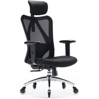 BÜROSTUHL mit verstellbarer Lordosenstütze und Kopfstütze Schwarz - Schwarz, Textil (53/127/72cm)