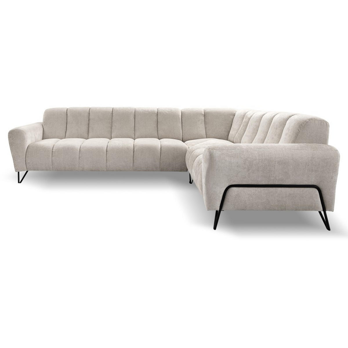 ECKSOFA Volare ohne Schlaffunktion Creme links - Creme/Schwarz, Textil/Metall (295/235cm) - Beautysofa