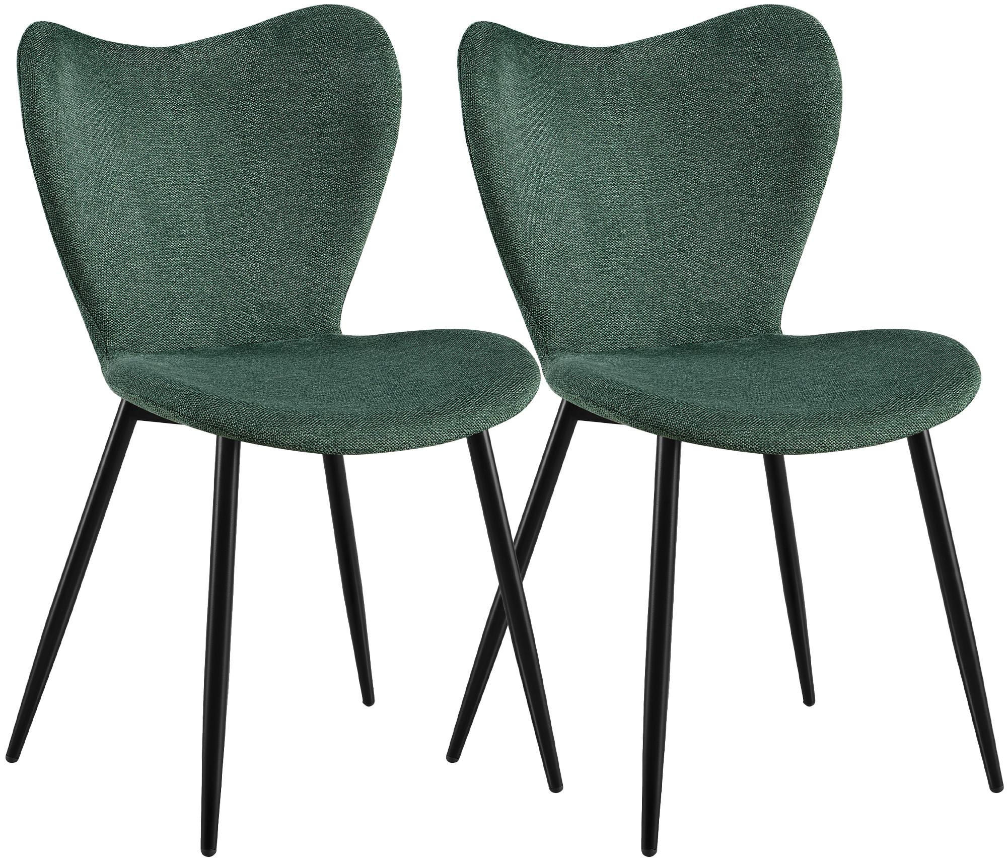 ESSZIMMERSTUHL 2 Stoff Grün - Schwarz/Grün, Textil/Metall (50/80/58cm) - CLP