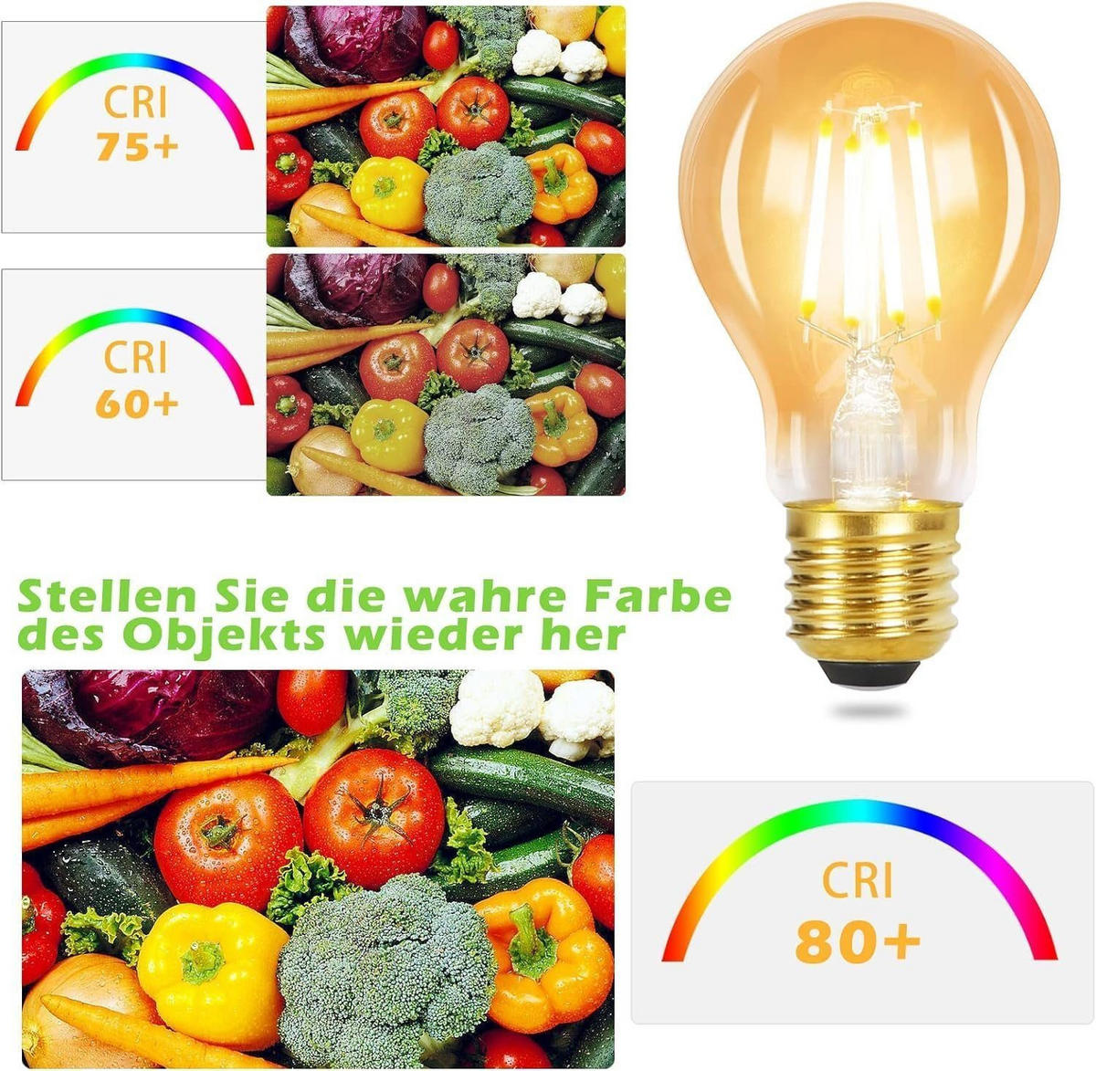 LED žárovky E27 4W (sada 6 ks) - průhledná, sklo (6/10.5cm) - Nettlife