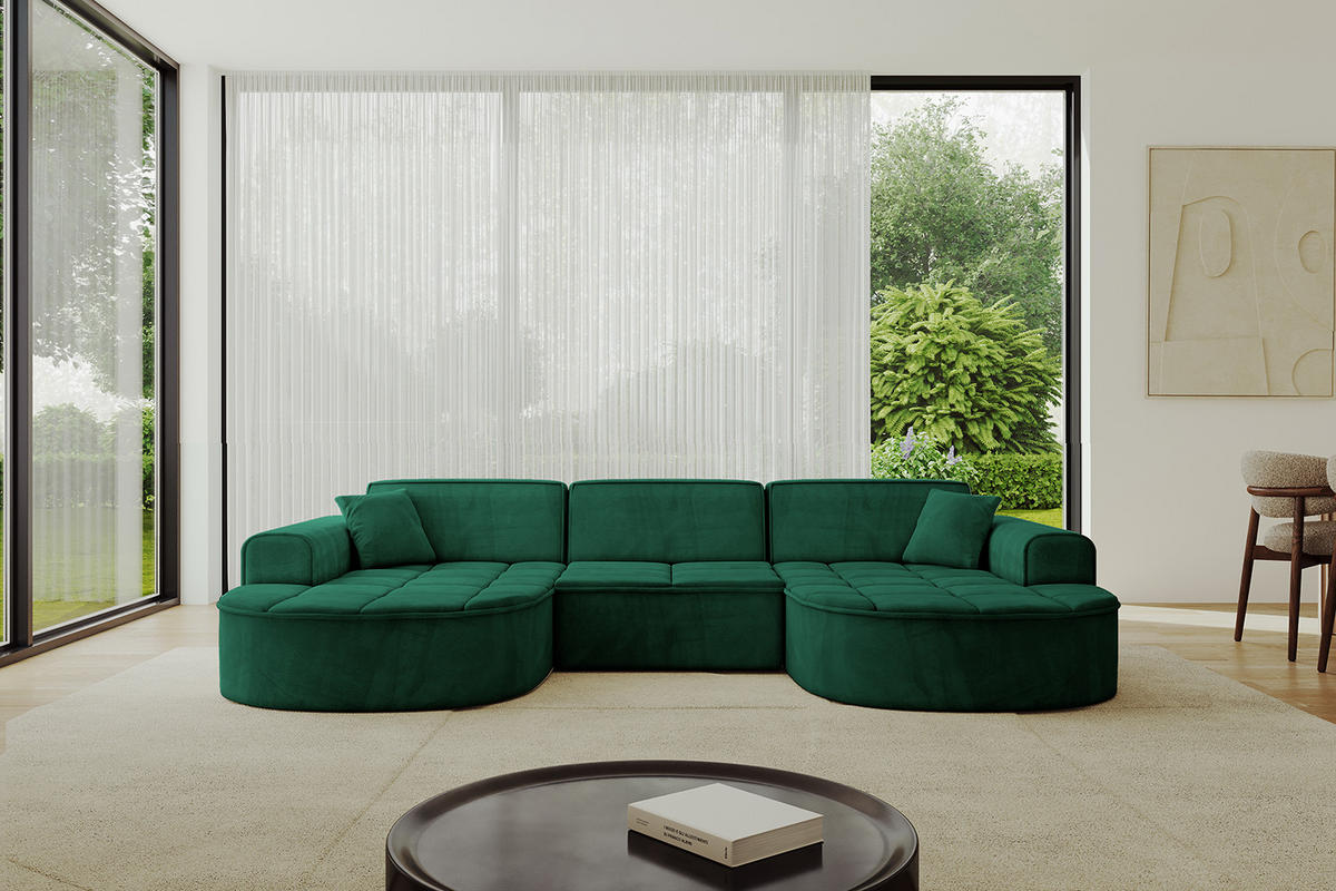 WOHNLANDSCHAFT TARO-U1 - 303x171x79,5 cm Grün - Grün, Holzwerkstoff/Textil (303/79.5/171cm) - ALTDECOR