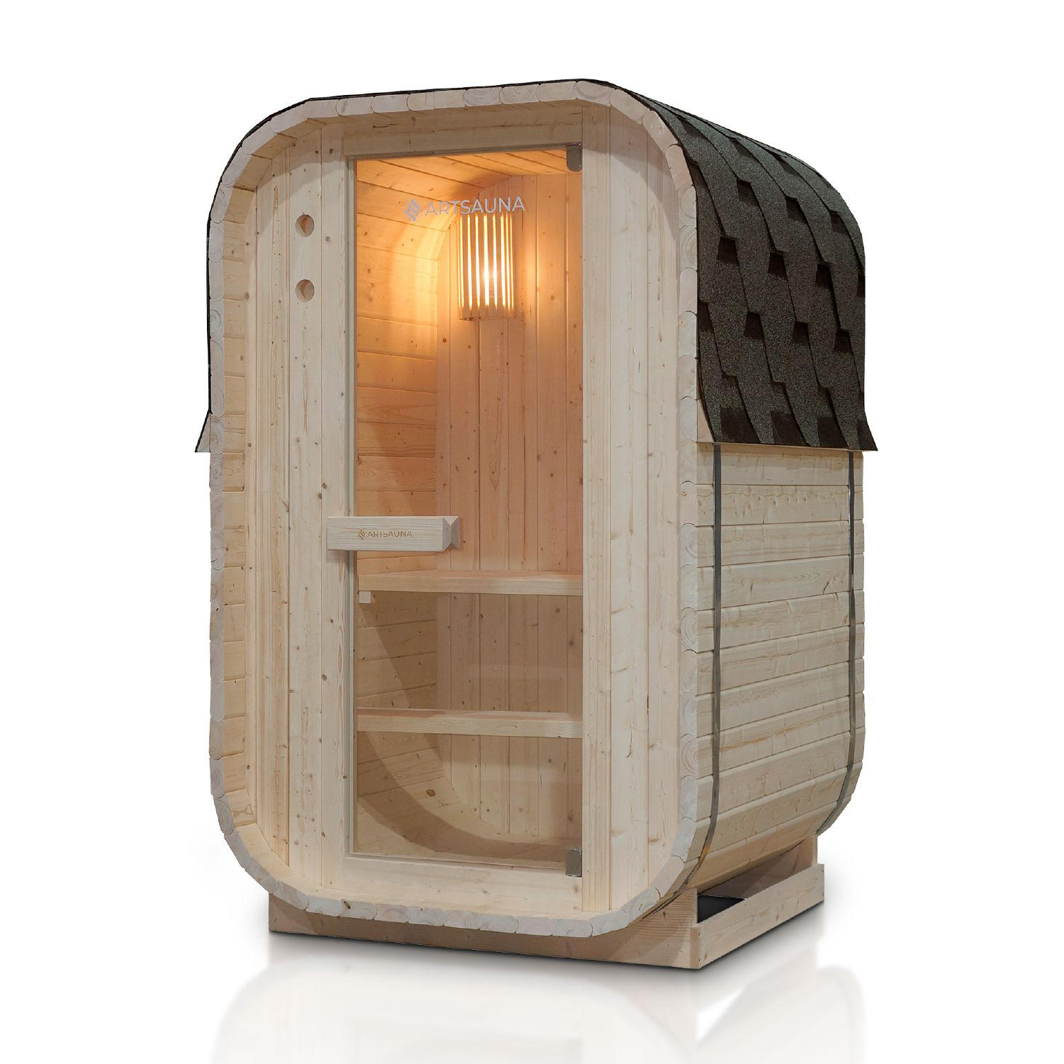 FASSSAUNA Nolvik S inkl. Zubehör-Set - Naturfarben, Holz (128/194/120cm) - Artsauna