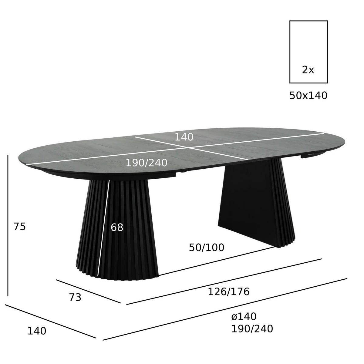 ESSTISCH 140/140/75 Schwarz rund - Schwarz, Holzwerkstoff (140/140/75cm) - Furnhouse