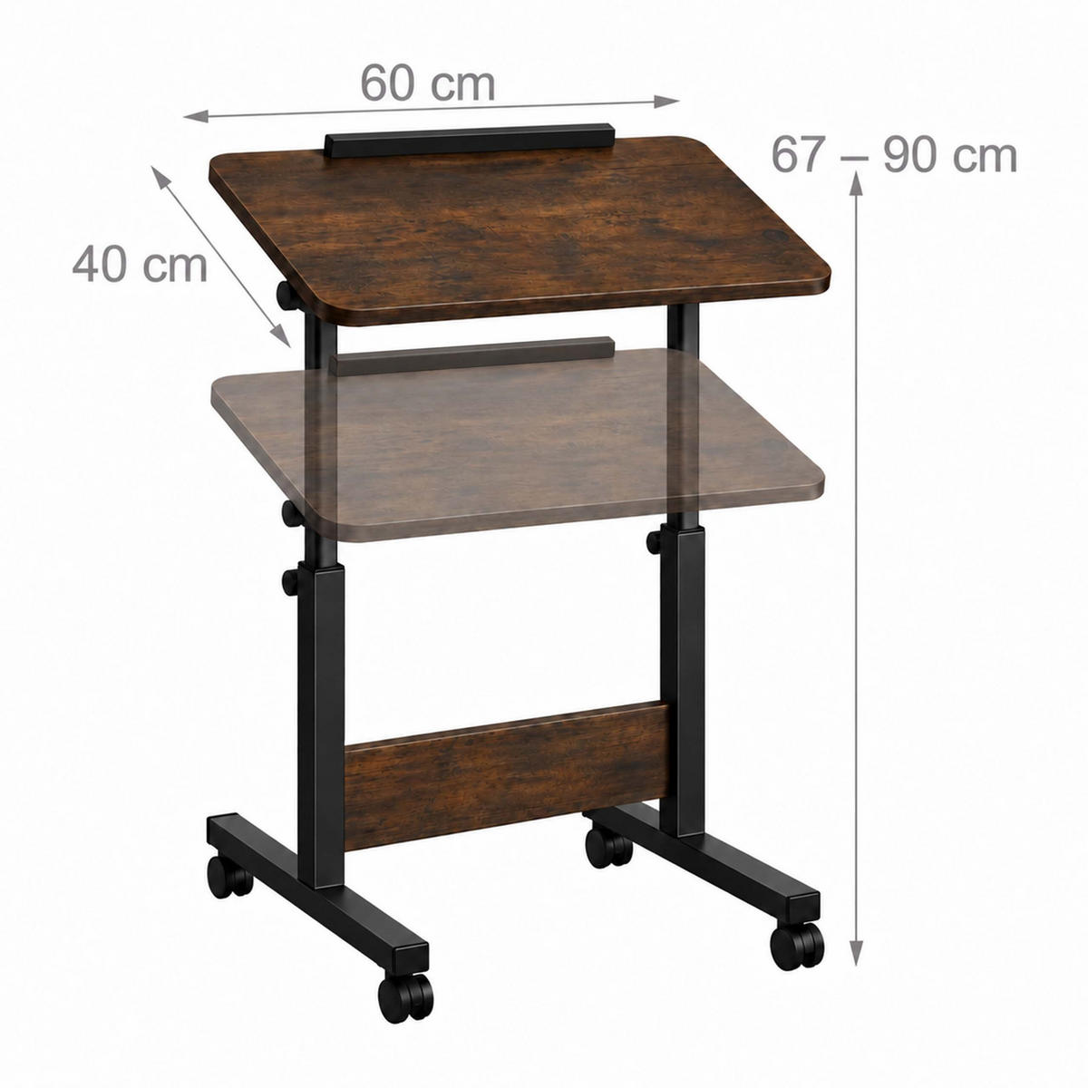 MASĂ Negru Maro reglabilă pe înălțime - multicolor, material plastic/compozit lemnos (40/60/90cm) - Relaxdays