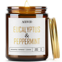 DUFTKERZE Eukalyptus Minze 9 oz Sojawachs 50h Brenndauer - Goldfarben, Paraffin (8.1cm)