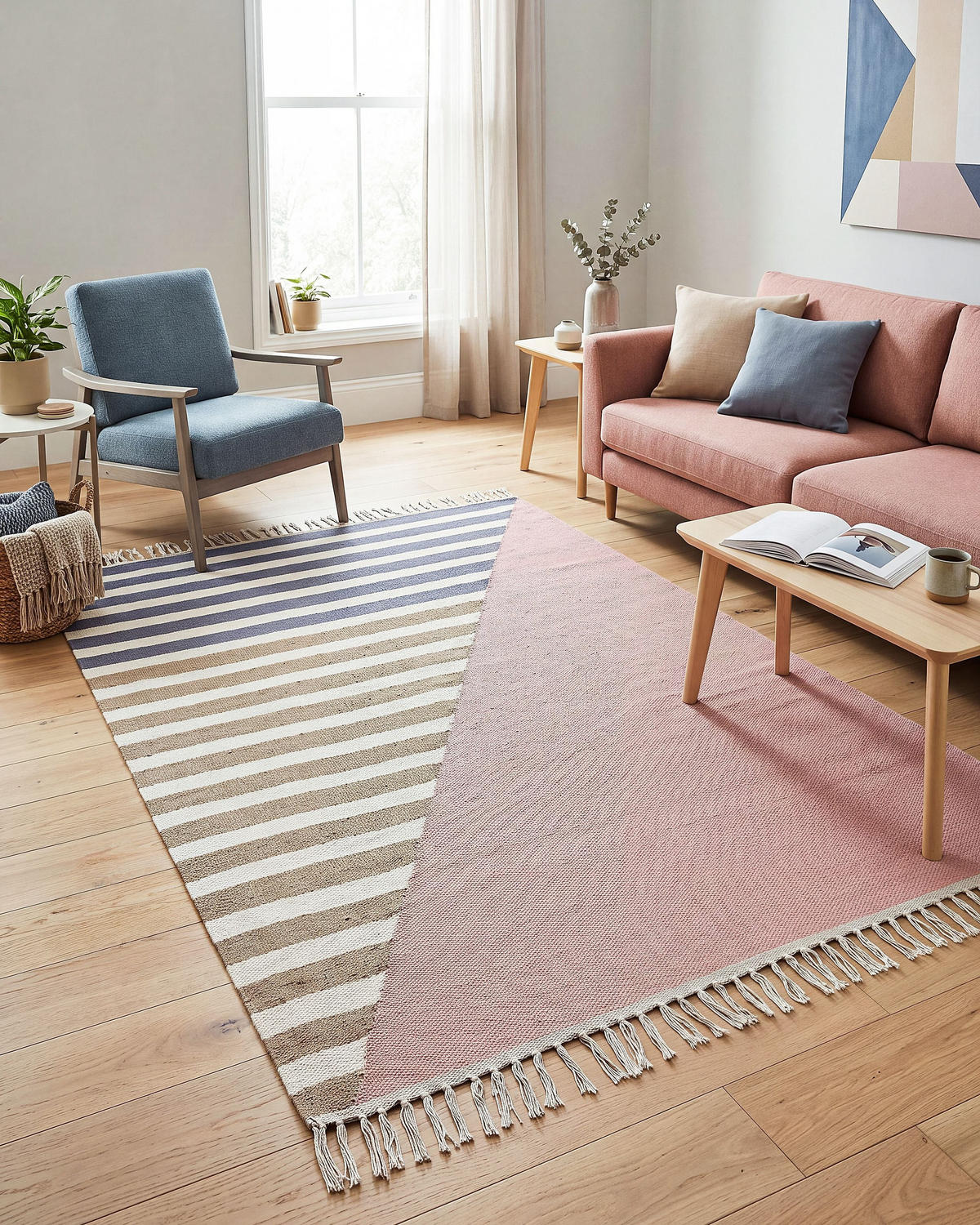 TEPPICH geflochten Engiz 200/140 cm - Multicolor, Textil (140/200cm) - Beliani