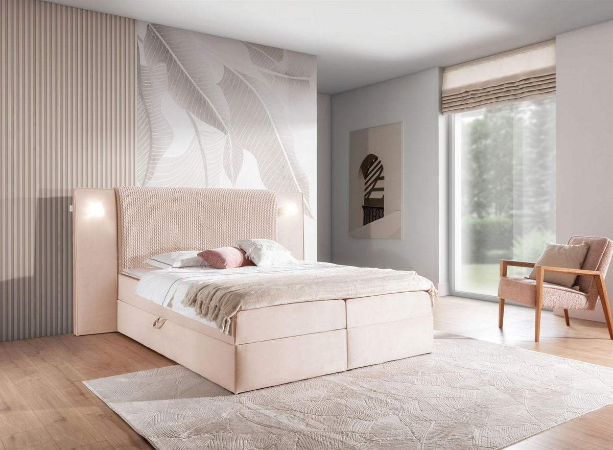 BOXBETT Marten überlänge Set.1 - Hellrosa, Holzwerkstoff/Textil (120/220cm) - Fun Möbel