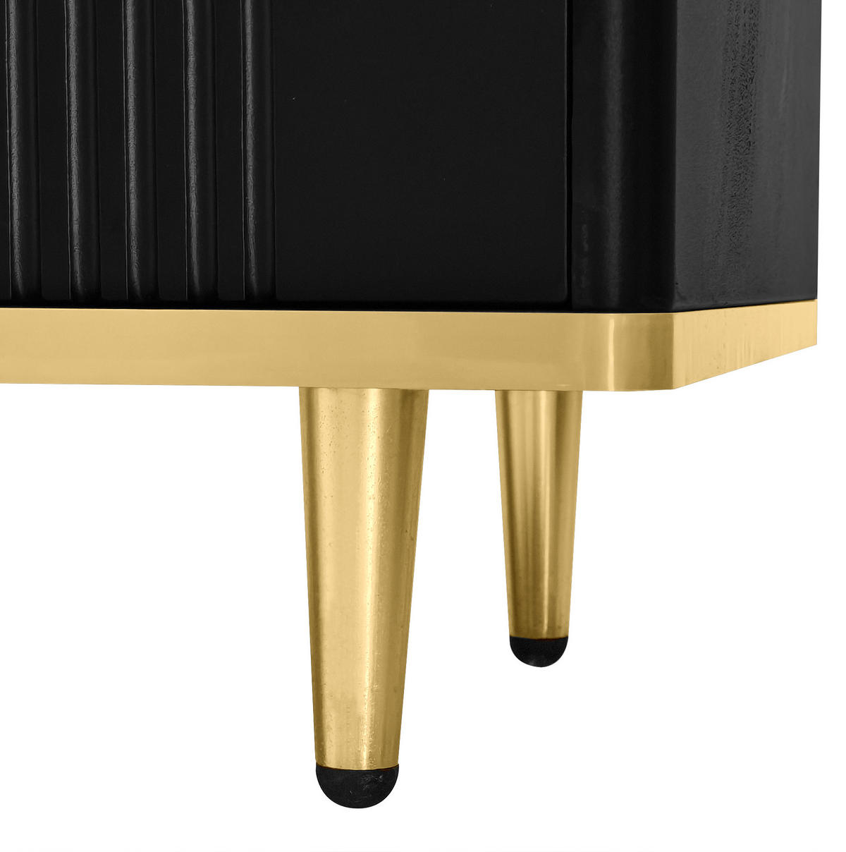 TV-LOWBOARD in Schwarz mit Golddetails, 2 Schubladen und 2 Türen 175/40/45 cm - Schwarz, Holzwerkstoff (175/45/40cm) - Redom