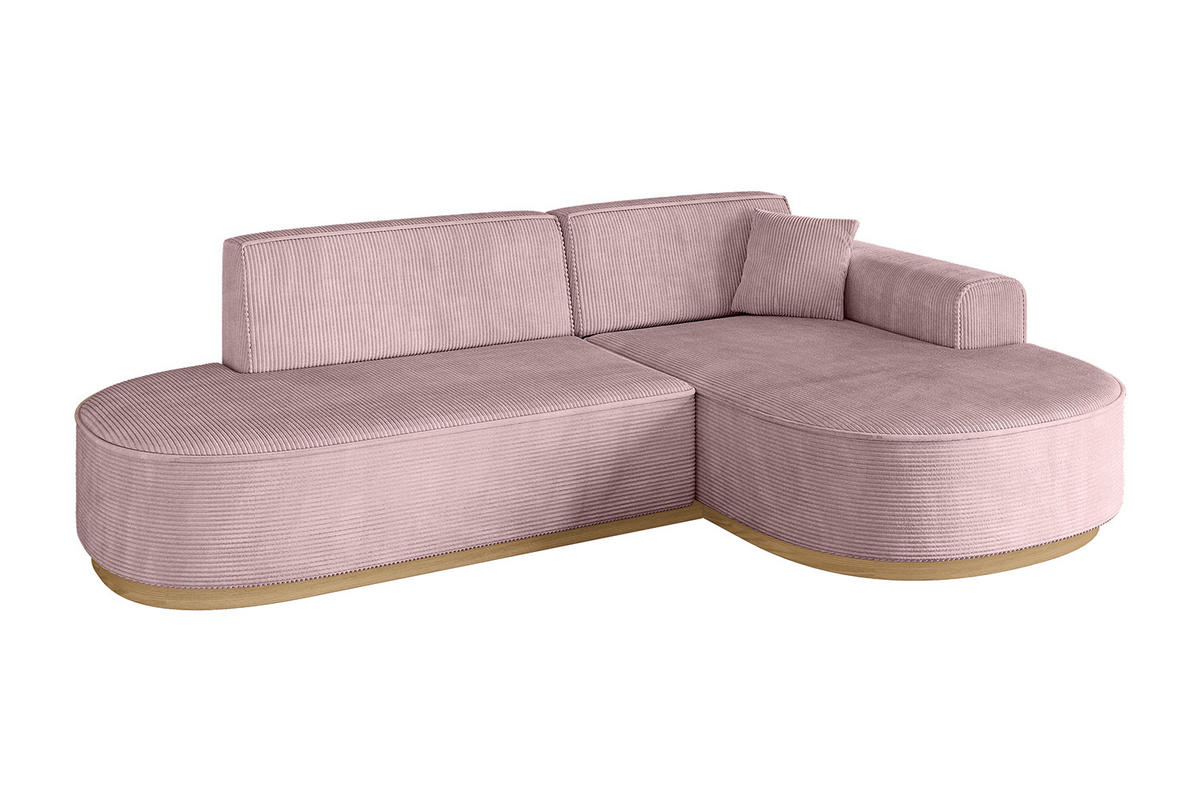 ECKSOFA Ottomane Rechts MARI-L1-v2 - 243x171x83 cm Rosa Cord - Rosa, Holzwerkstoff/Textil (171/243cm) - ALTDECOR