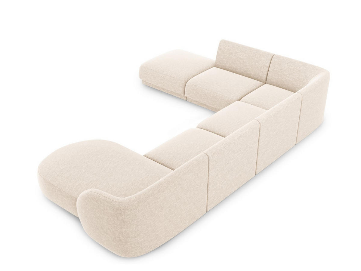PANORAMASOFA links Miley aus Chenille-Stoff leichtes beige 6 Sitzplätze - Creme, Textil (255/70/330cm) - Micadoni