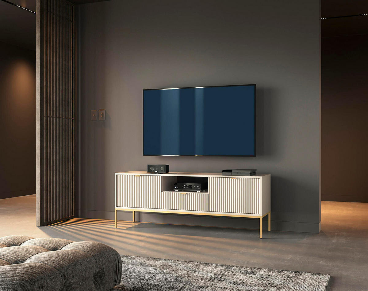 TV-LOWBOARD AVON Beige, Gold 154x39x56 cm - Beige/Goldfarben, Holzwerkstoff (154/56/39cm) - FURNLUX