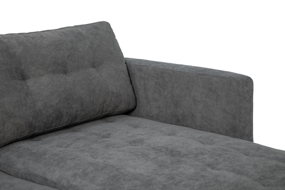 ECKSOFA Samt grau - Grau, Textil (151.0/219.0/80.0cm) - ebuy24