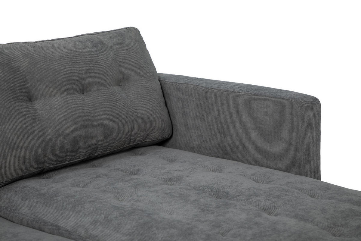 ECKSOFA Samt grau - Grau, Textil (219/151cm) - ebuy24