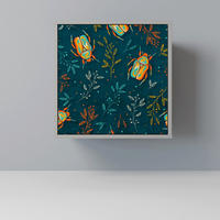 SIDEBOARD AUTUMN INSECTS, Grau, 57,5x42x57,5 cm, Ohne Füße - Multicolor/Grau, Holzwerkstoff (57.5/57.5/42cm) - SpaceRebels
