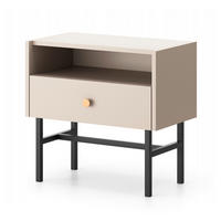 NACHTTISCH Dalia mit 1 Schublade und Metallbeinen, 55 cm, Kaschmir - Kaschmir/Schwarz, Holzwerkstoff/Metall (55/52/39cm) - Beautysofa