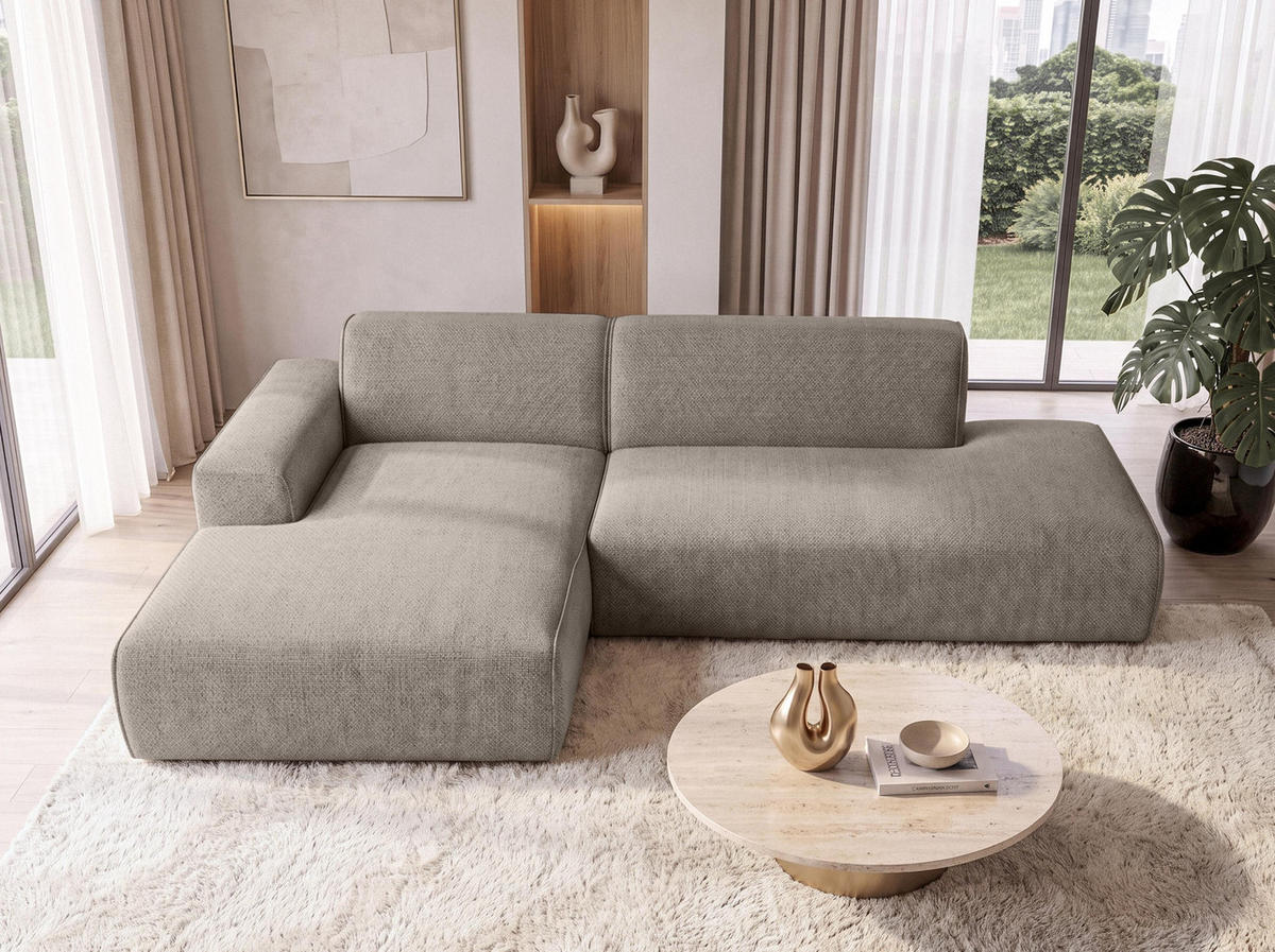 ECKSOFA L Form Didim Duo Braun 288/162/80 cm – stilvolle kleine Eckcouch Links - Schwarz/Braun, Kunststoff/Textil (288/162cm) - AX Living