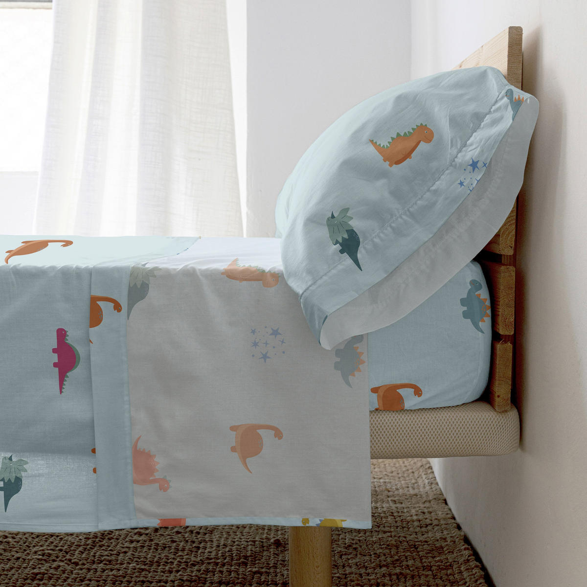 BETTWÄSCHE 2er-Set teiliges mini dinosaur 180x270 cm mehrfarbig - Multicolor, Textil (180/270cm) - Happy Friday