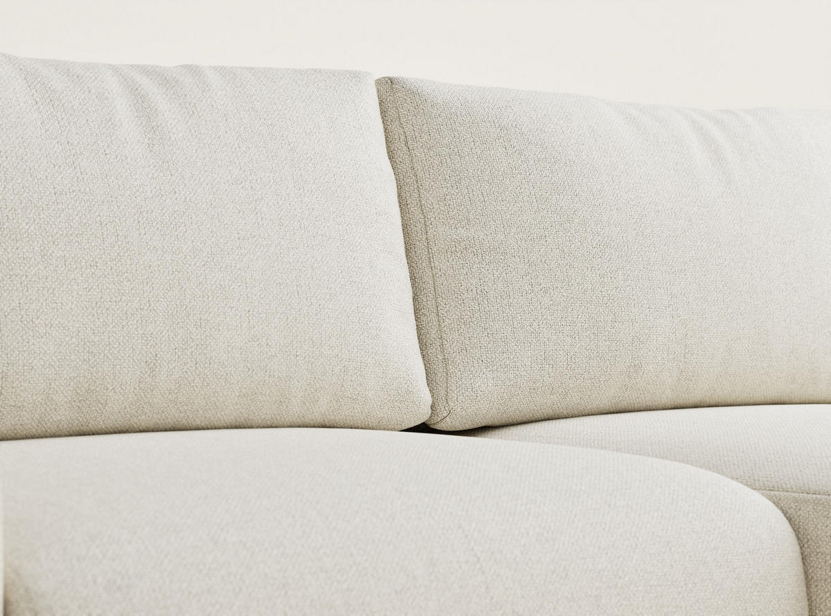 ECKSOFA MIT SCHLAFFUNKTION Numba Creme Webstoff - Creme/Schwarz, Holz/Holzwerkstoff (253/153cm) - Maison de Reve