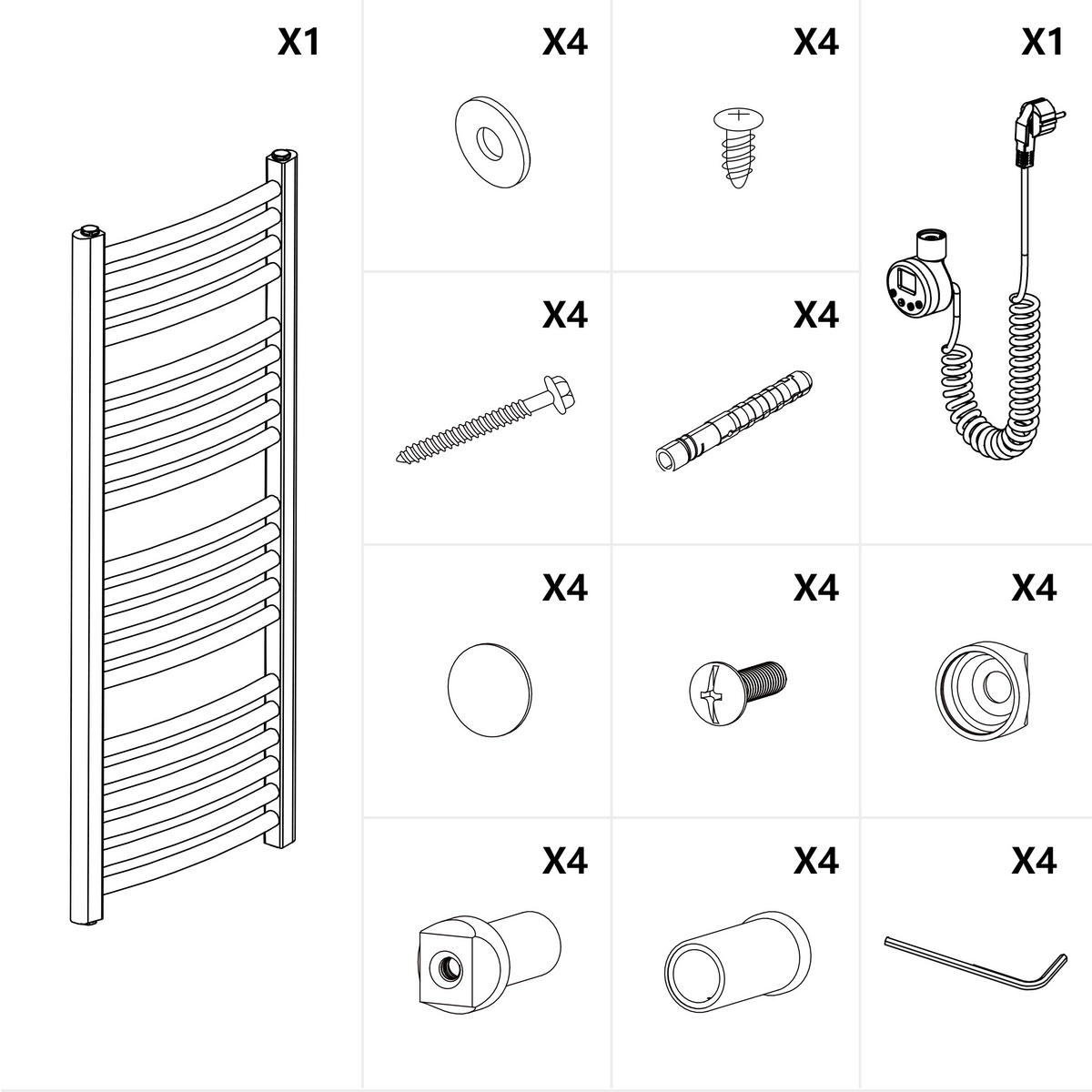 DRŽAČ ZA RUČNIKE električni zakrivljen Antracit 75/40/5,6 cm - antracit, metal (40/75/4.4cm) - EMKE