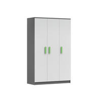 KINDERKLEIDERSCHRANK INGE 19 120/192/50 cm Weiß+Grau/Grün - Weiß/Grau, Holzwerkstoff (120/192/50cm) - Deine Möbel 24