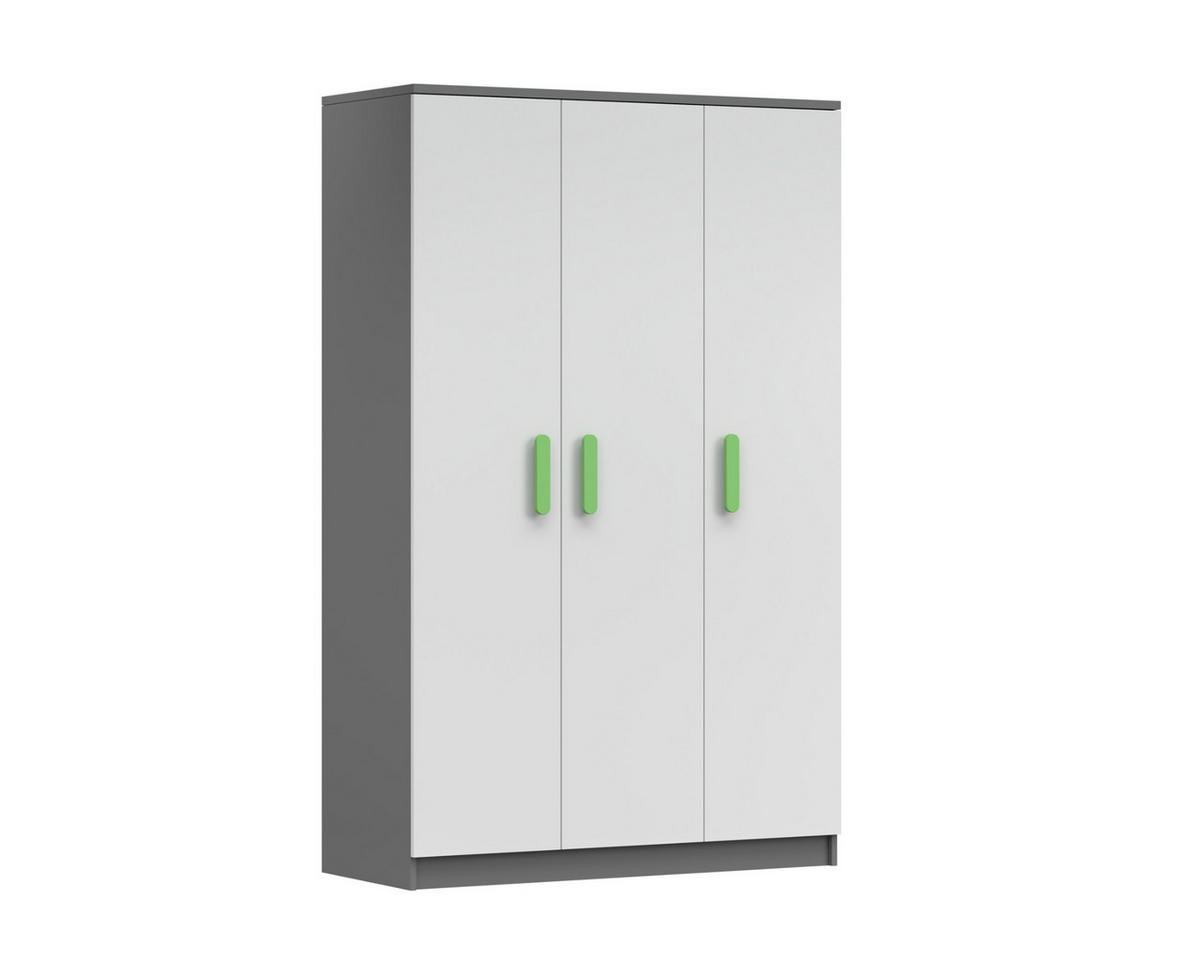KINDERKLEIDERSCHRANK INGE 19 120/192/50 cm Weiß+Grau/Grün - Weiß/Grau, Holzwerkstoff (120/192/50cm) - Deine Möbel 24