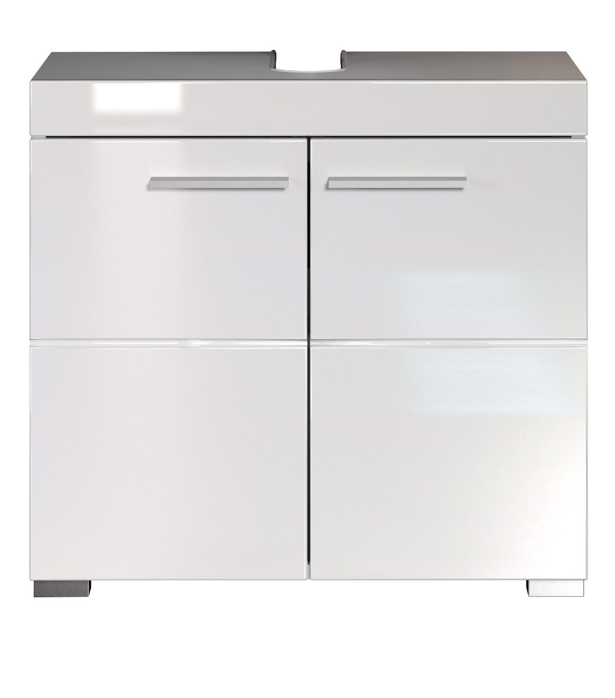 WASCHBECKENUNTERSCHRANK weiß Hochglanz 60 x 56 cm, Badschrank 2-türig - Weiß, Holzwerkstoff/Kunststoff (60/56/34cm) - Top.Furn