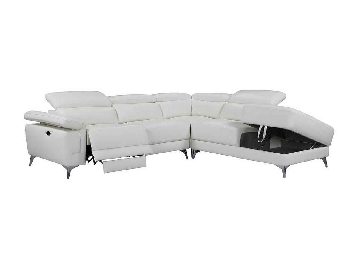 RELAXSOFA - 5 Personen - leder - elfenbeinfarben Pascaline - Weiß, Leder/Metall (277/78/244cm) - Vente-Unique