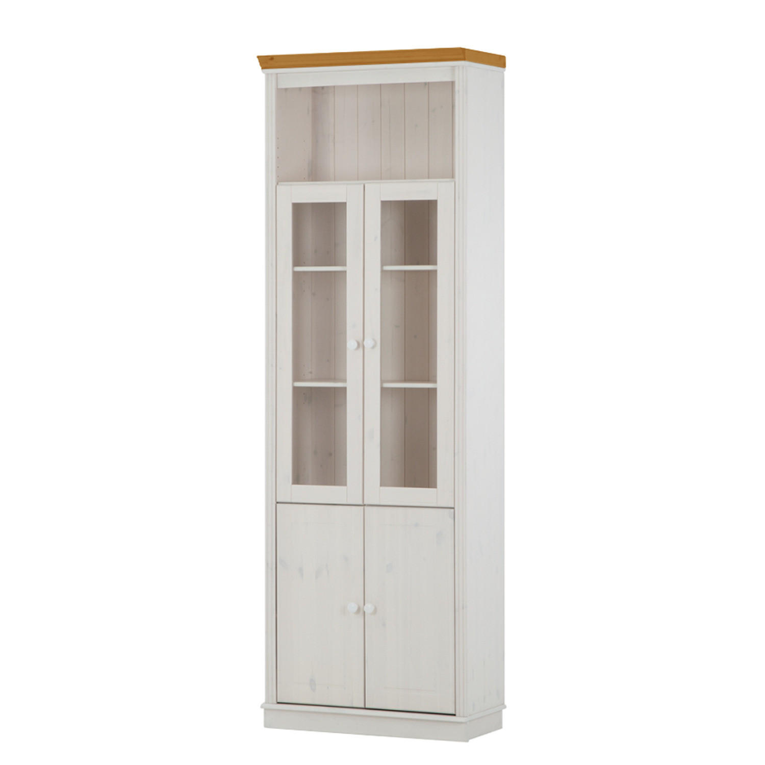 STANDVITRINE - Kiefer massiv - Weiß/Kieferfarben, Holz (74/223/37cm) - home24