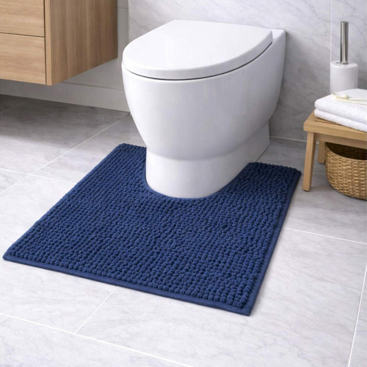 BADEMATTE MIT WC AUSCHNITT PARIS - Dunkelblau, Textil (45/45cm) - WohnDirect
