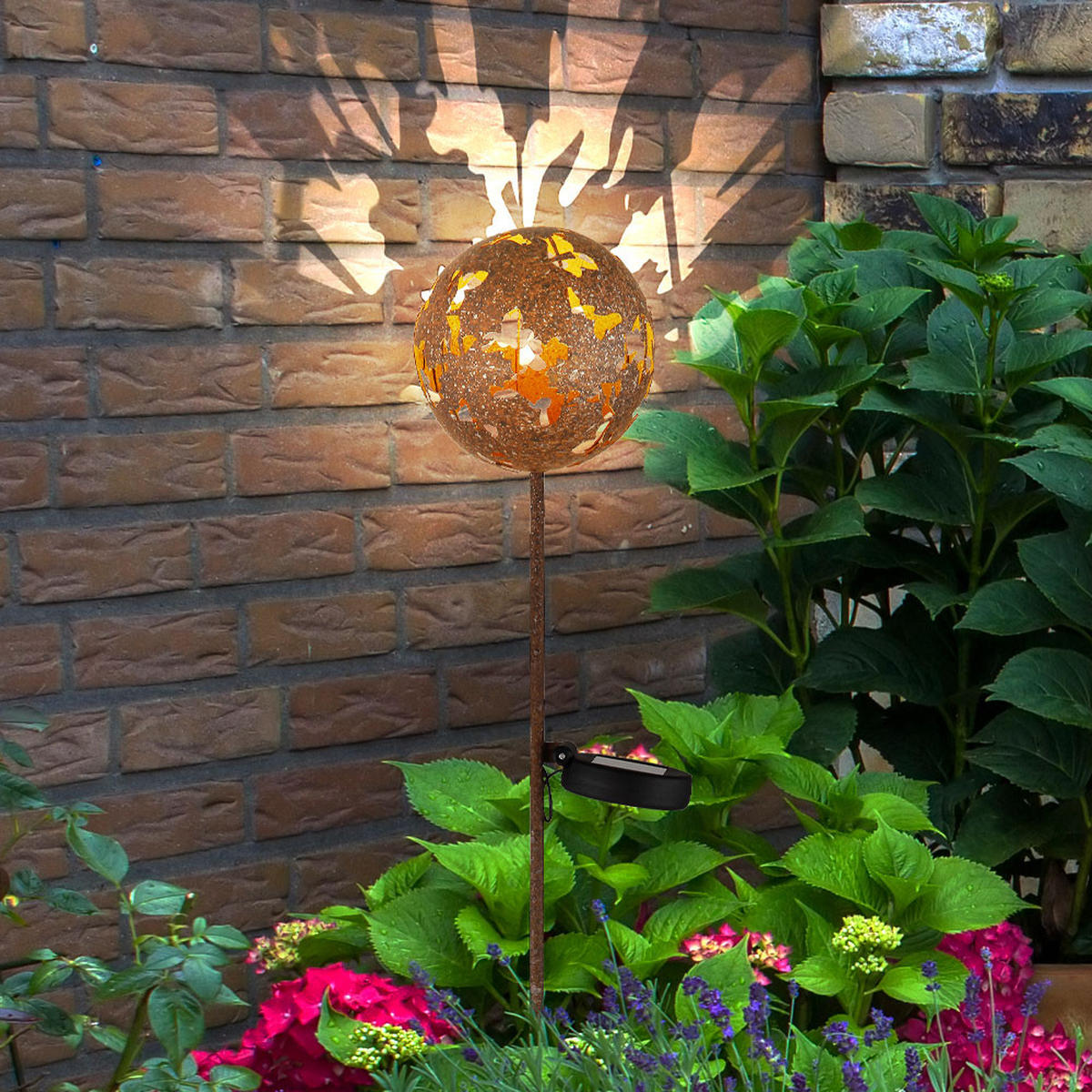 LED AUSSENLEUCHTE Metall Rostoptik Braun - Braun, Metall (12/12/91.5cm) - Globo Lighting