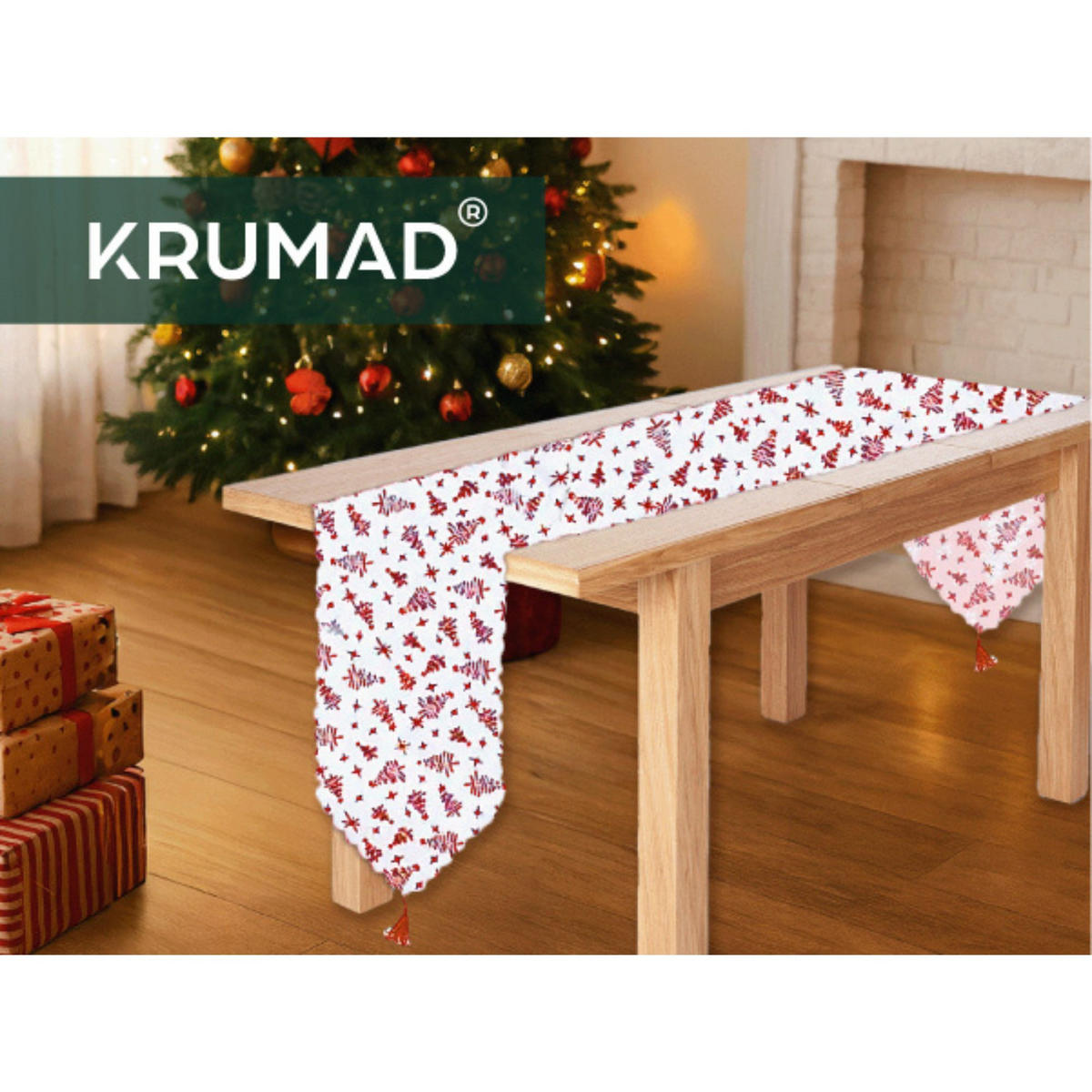 WEIHNACHTSTISCHLÄUFER 180x35cm - Weiß, Textil (35/180cm) - KRUMAD