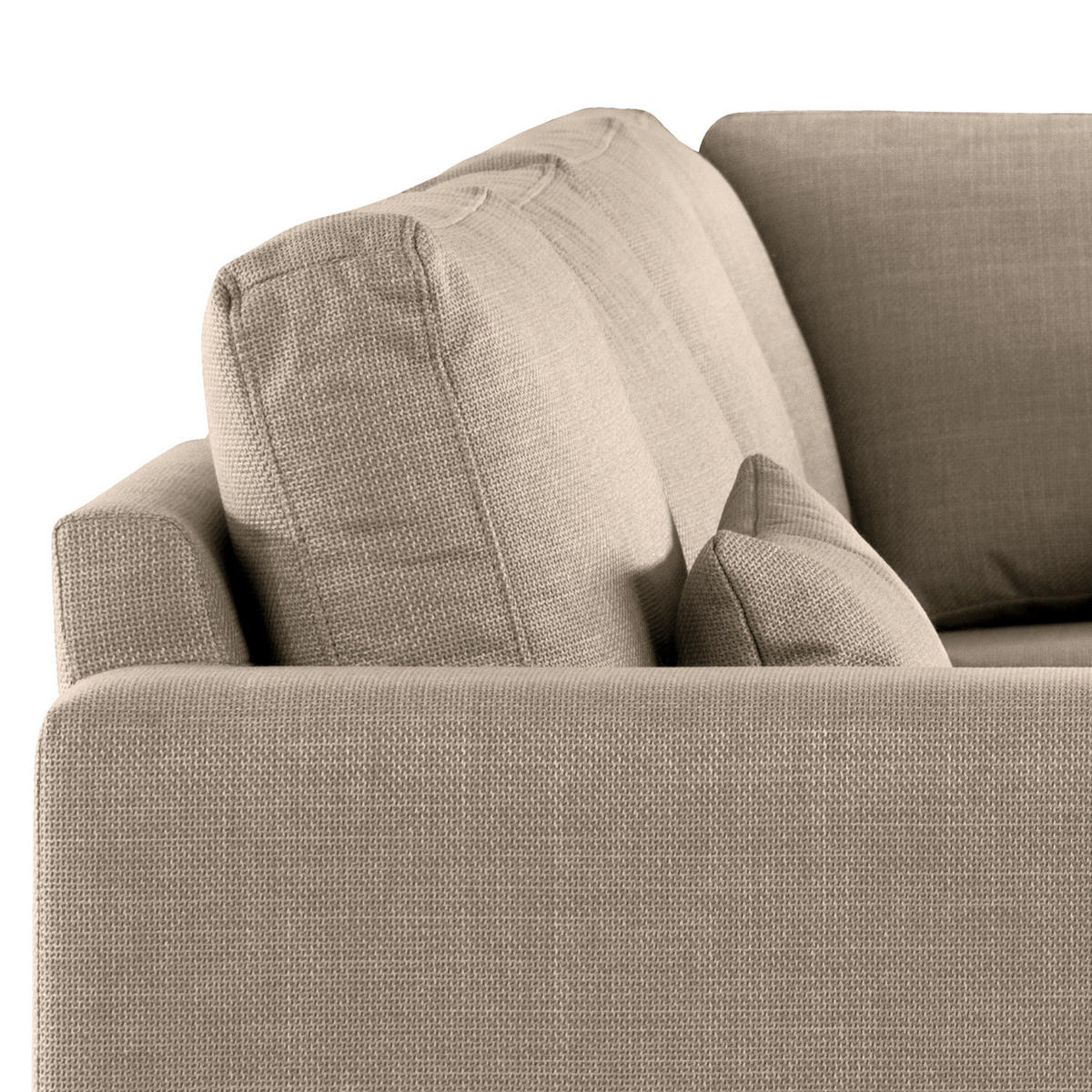 ECKSOFA mit Ottomane - Taupe/Eichefarben, Eichenholz/Textil (287/219cm) - home24