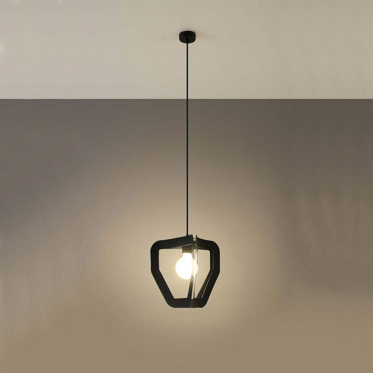 PENDELLEUCHTE Stahl Schwarz Dreieckgestell - Schwarz, Metall (35/32/120cm)