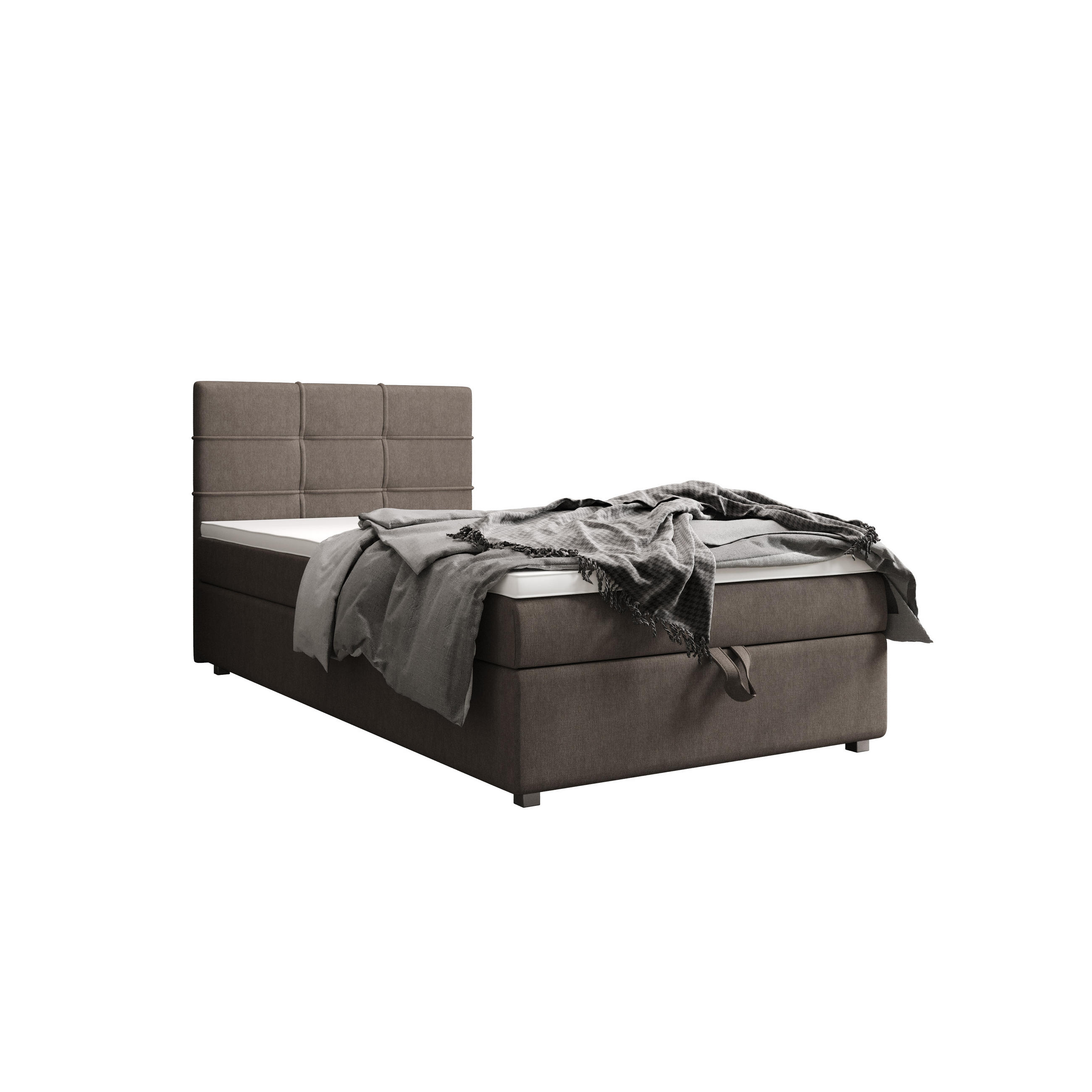 BOXBETT FADO 22 mit Matratze H3, Bonell und Topper 80x200 Cosmic 03 - Braun, Textil (80/200cm) - Bedante