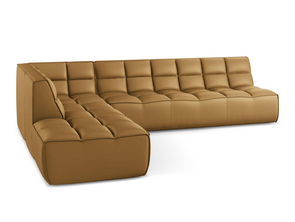 ECKSOFA Beidseitig Kunstleder Braun - Cognac/Schwarz, Leder/Kunststoff (308/258cm) - Makamii