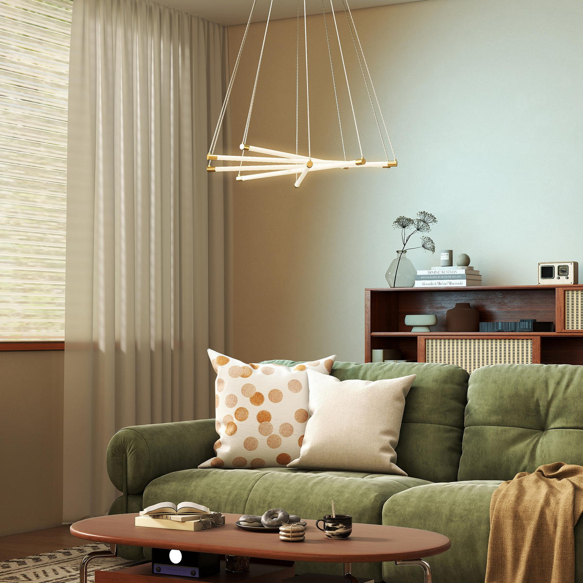 LED-DECKENLAMPE, 50W, 5 anpassbare Lichtrohre, anpassbar, Gold+Weiß - Multicolor, Metall (82/82/124cm) - HOMCOM