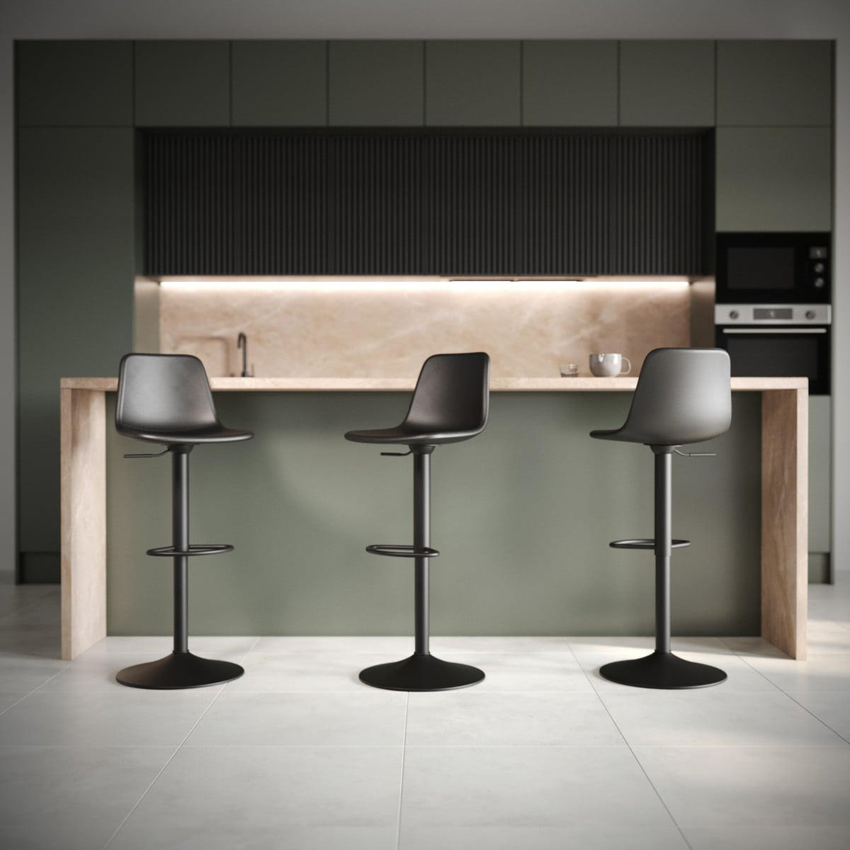 BARHOCKER (2er-set) aus polyurethan - tomy 46/41/85 cm - Schwarz, Textil (41/85/46cm) - Calicosy