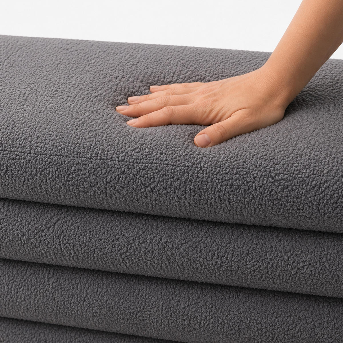 BANCĂ Gri țesătură teddy cu spațiu de depozitare - gri, compozit lemnos/material textil (110/42/45cm) - Relaxdays