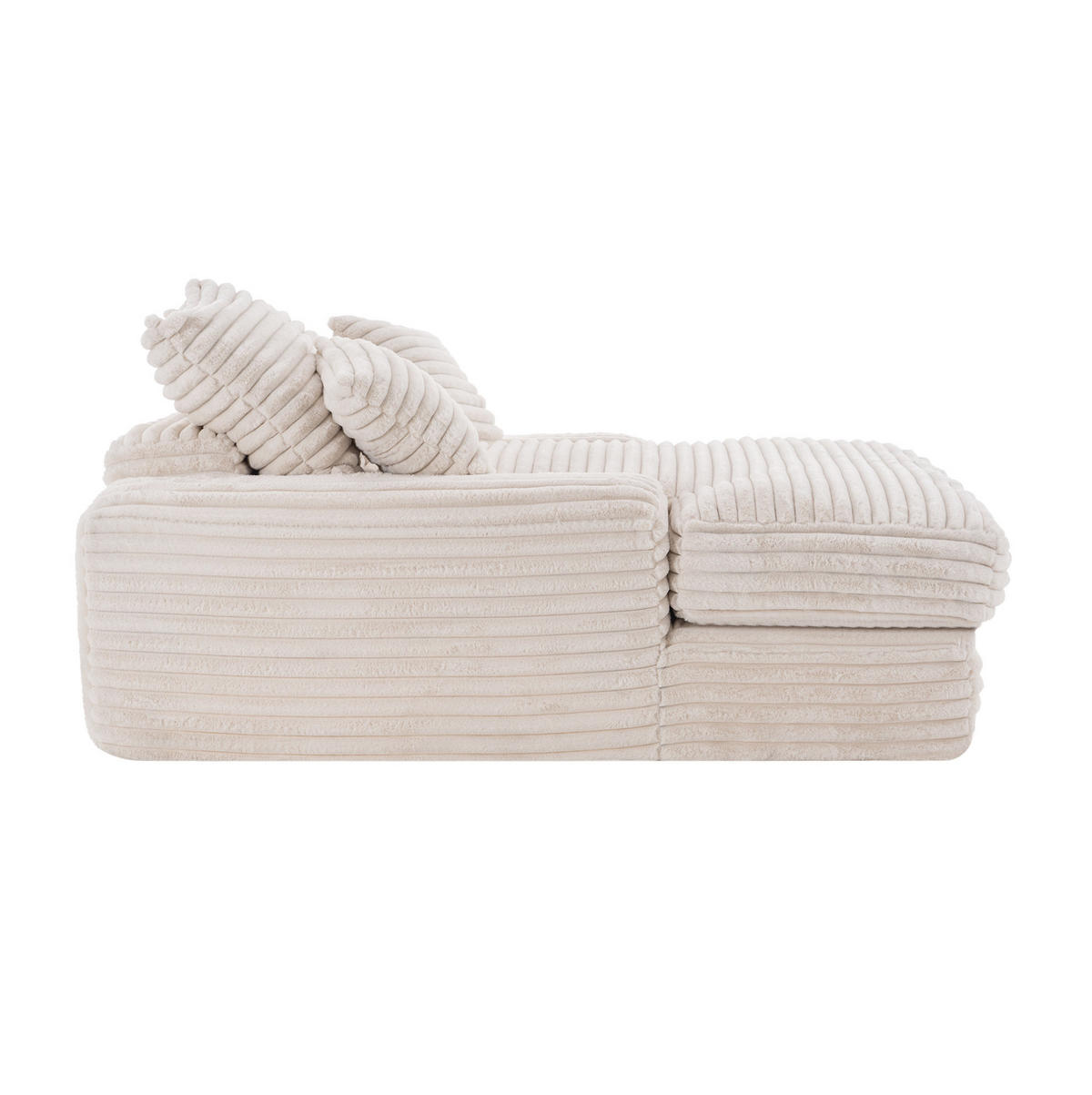 RELAXLIEGE mit 4 Kissen 137 x 175 cm Cord Beige - Beige, Kunststoff (137/63/175cm) - Beauniv
