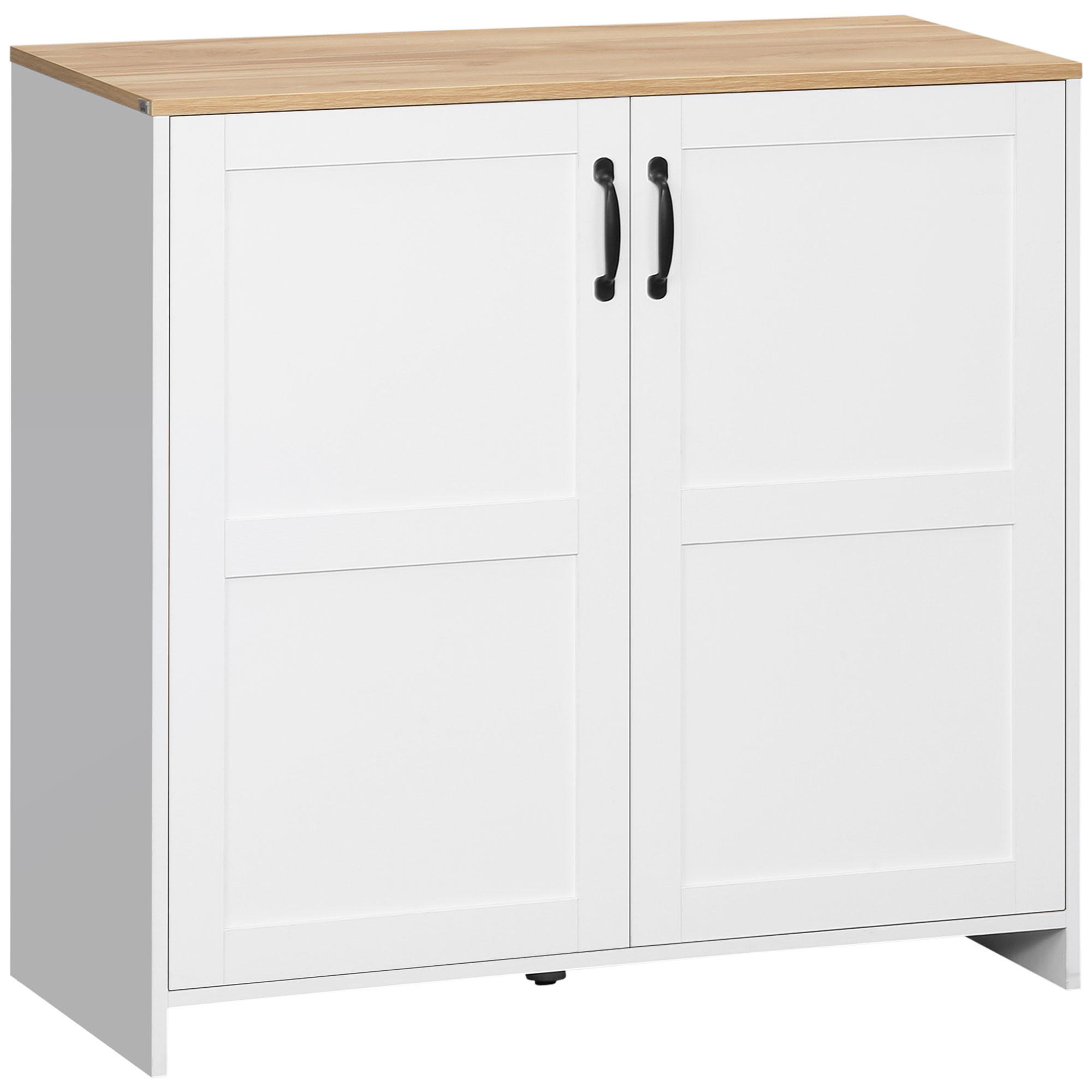 SIDEBOARD DE-11031 2 Türen Weiß/Holzoptik - Weiß, Holzwerkstoff (90/88/39.5cm) - ComfortXL