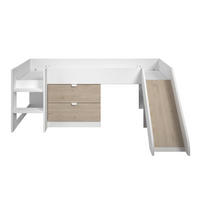 HALBHOCHBETT mit 2 Schubladen und Rutsche 90x200 cm - Tobo - Apfelbaumfarben, Holzwerkstoff (90/200cm) - Calicosy