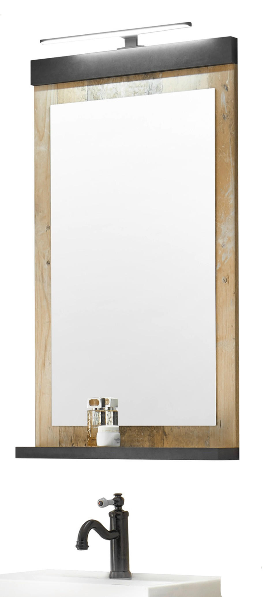 Furn.Design Badspiegel Eiche, Anthrazit 56x95x10 cm